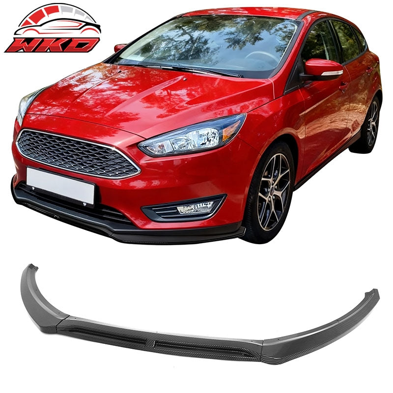 Wholesale 15-18 Ford Focus IKON Style Front Bumper Lip Carbon Fiber Print PP 3PCS Set - Wikond Auto