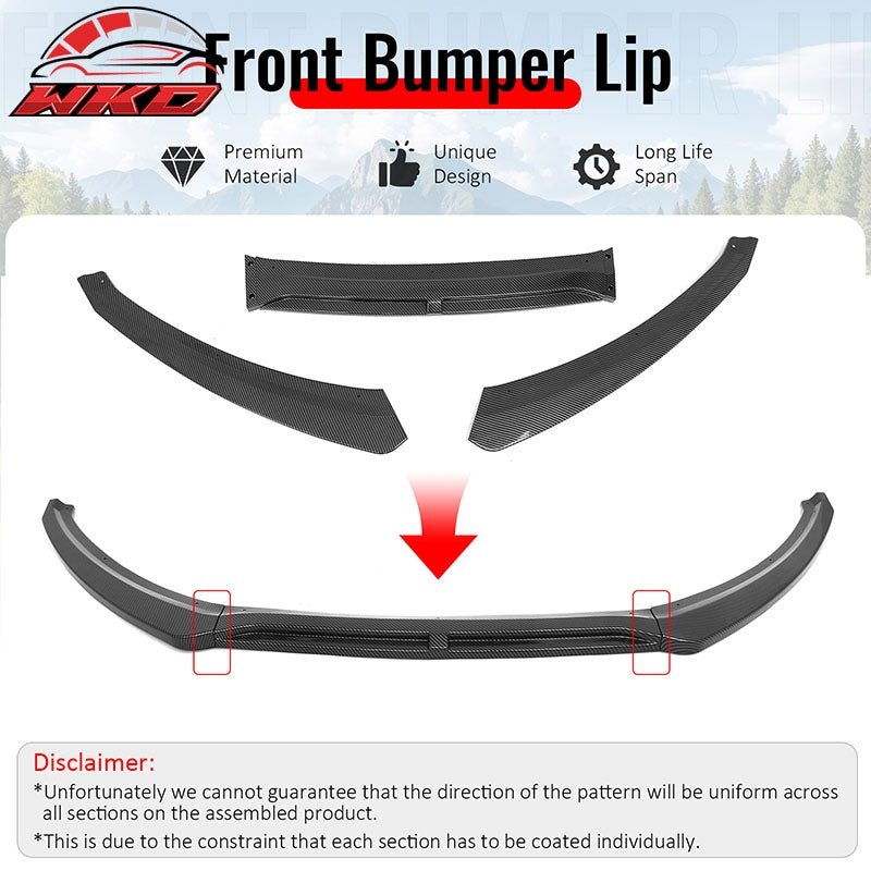 Wholesale 15-18 Ford Focus IKON Style Front Bumper Lip Carbon Fiber Print PP 3PCS Set - Wikond Auto