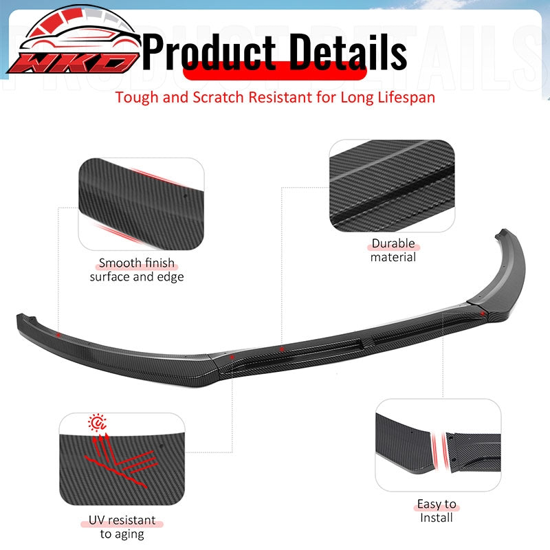 Wholesale 15-18 Ford Focus IKON Style Front Bumper Lip Carbon Fiber Print PP 3PCS Set - Wikond Auto
