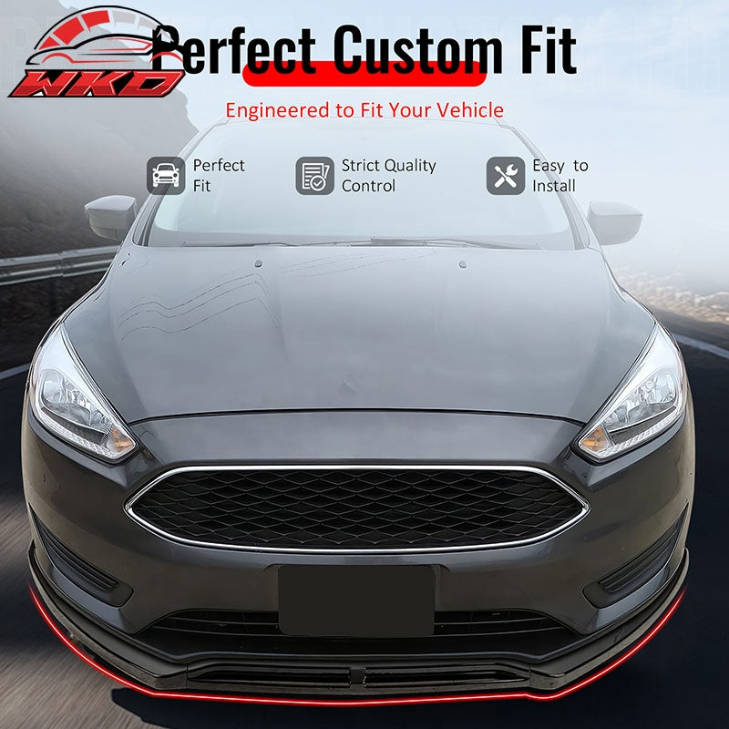 Wholesale 15-18 Ford Focus IKON Style Front Bumper Lip Spoiler Gloss Black PP 3PCS - Wikond Auto