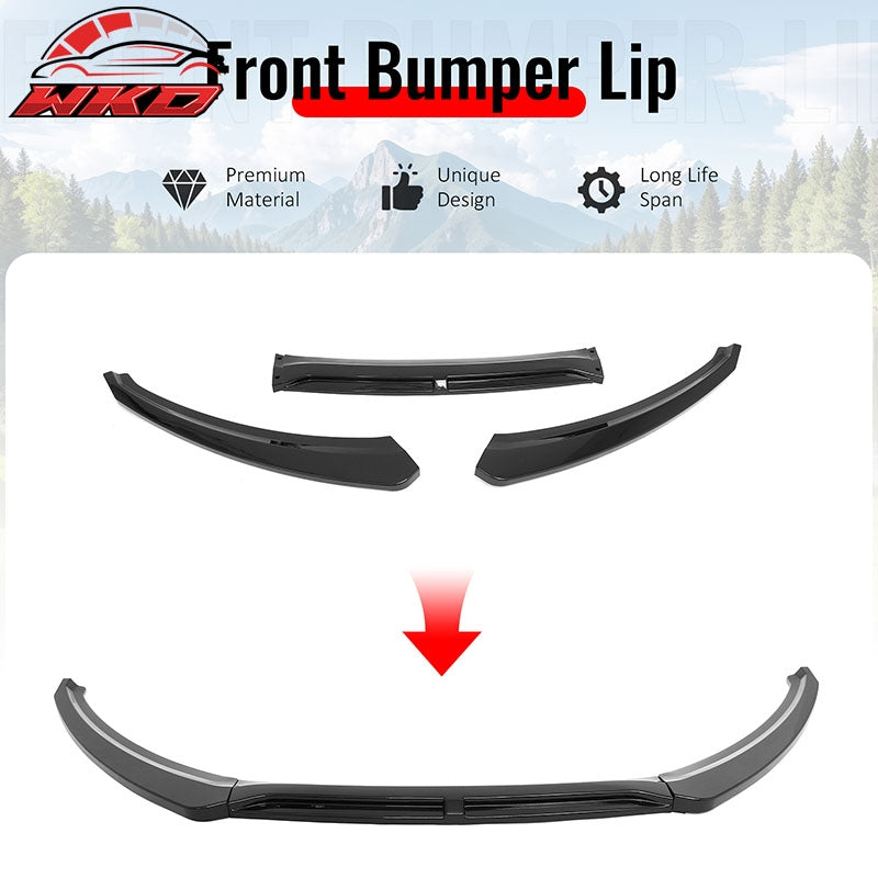 Wholesale 15-18 Ford Focus IKON Style Front Bumper Lip Spoiler Gloss Black PP 3PCS - Wikond Auto