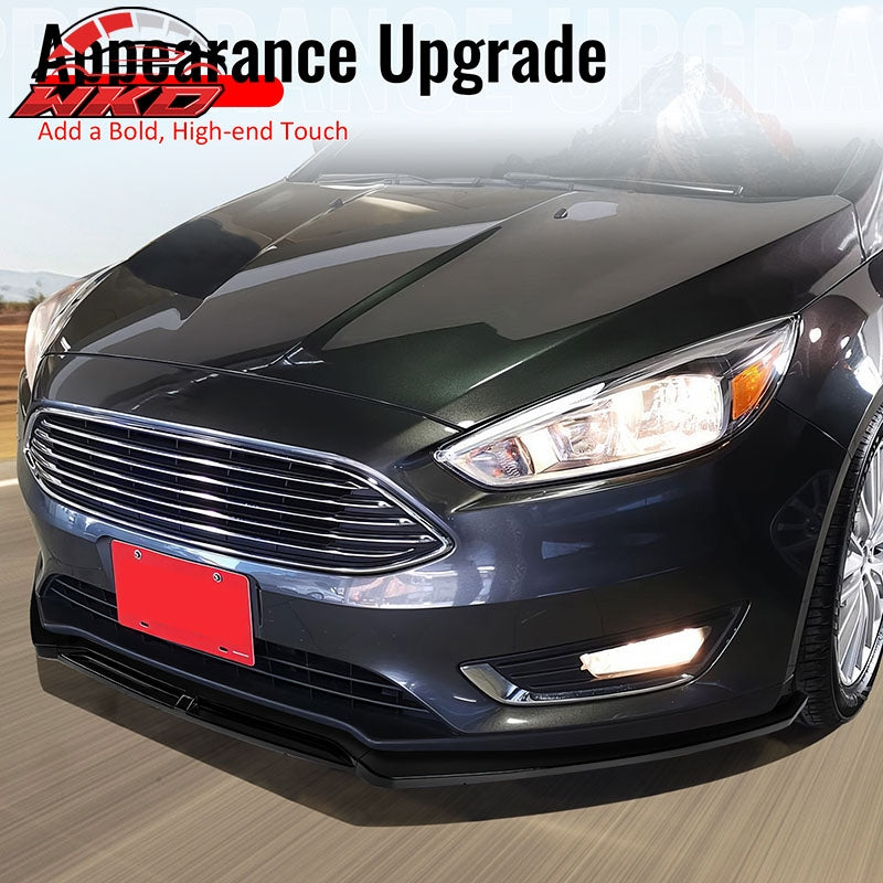 Wholesale 15-18 Ford Focus IKON Style Front Bumper Lip Spoiler Gloss Black PP 3PCS - Wikond Auto