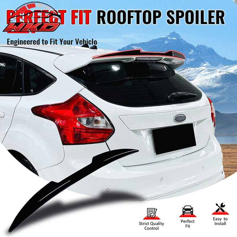 Fits 13-18 Ford Focus ST V Style Rear Roof Window Spoiler Wing ABS Gloss Black