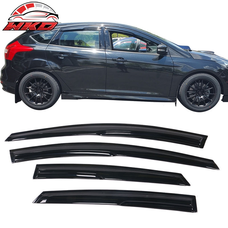 Fits 12-18 Ford Focus Mugen Style Window Visors Acrylic Sun Rain Guard Deflector