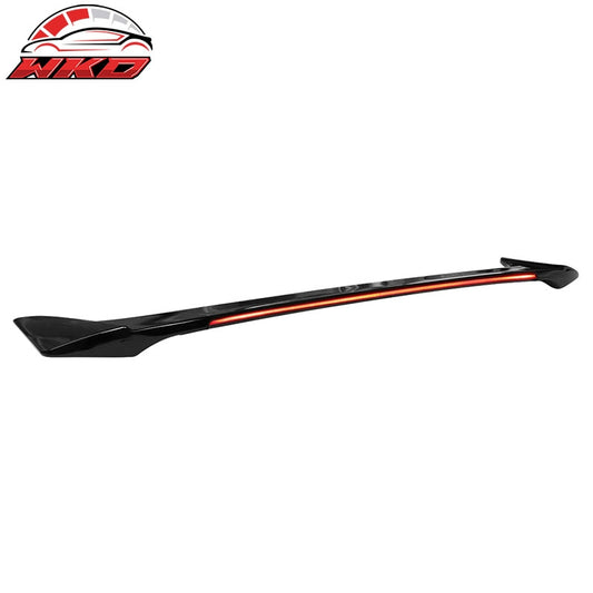 Wholesale 13-20 Ford Fusion Trunk Spoiler Gloss Black ABS Rear Tail Wing w/ Long LED