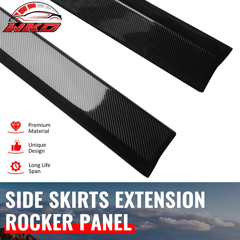 Fits 24-26 Ford Mustang 7th Gen IKON Style Carbon Fiber Print Side Skirts Add on