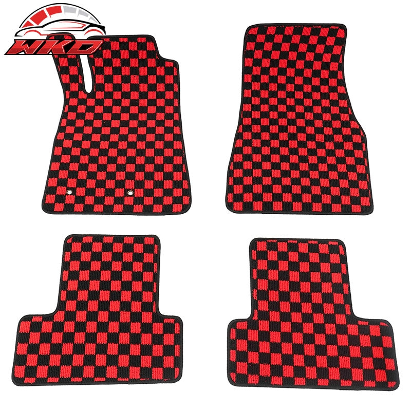 Wholesale 05-09 Ford Mustang Anti-slip Floor Mats Checkered Carpets Black Red Plaid