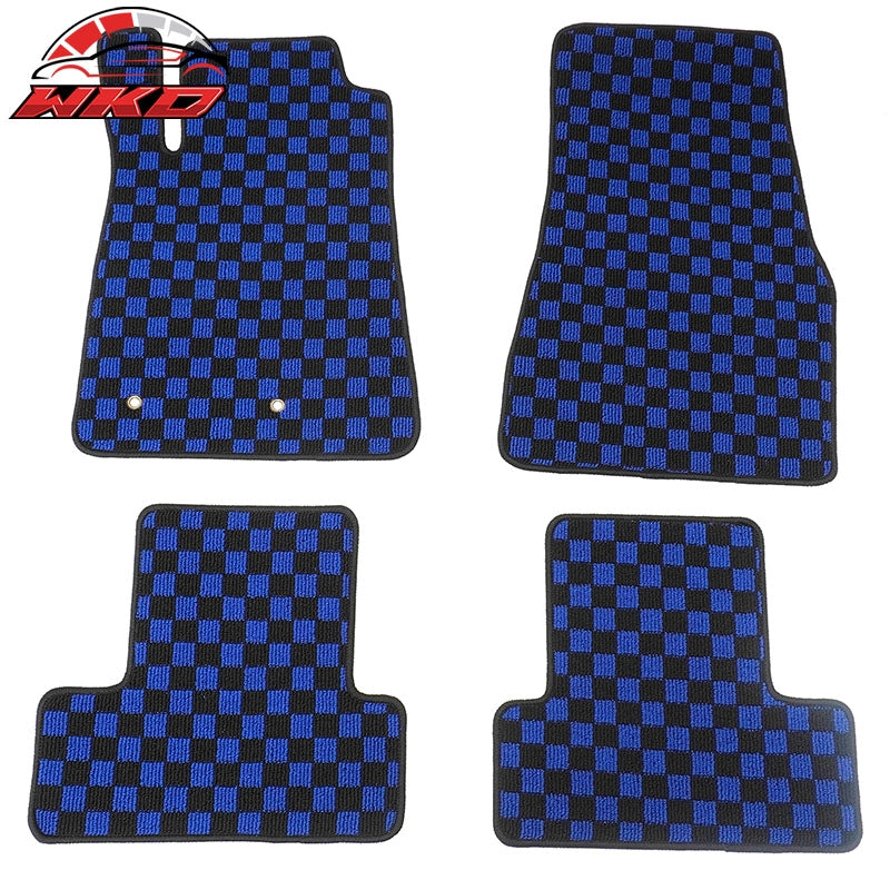 Wholesale 05-09 Ford Mustang Anti-slip Floor Mats Checkered Carpets Black Blue Plaid
