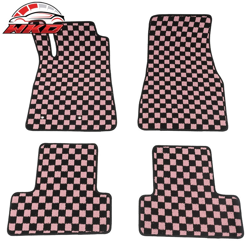 Wholesale 05-09 Ford Mustang Anti-slip Floor Mats Checkered Carpets Black Pink Plaid