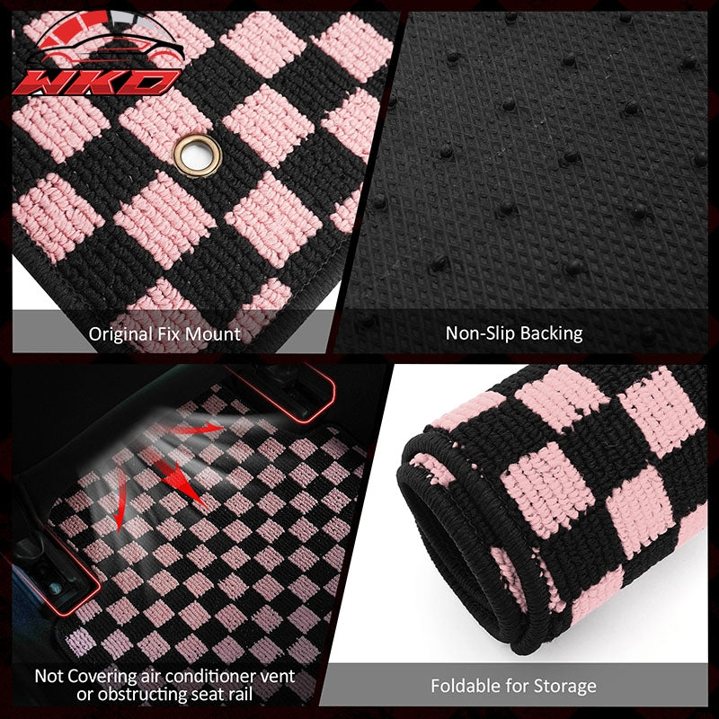Fits 05-09 Ford Mustang Anti-slip Floor Mats Checkered Carpets Black Pink Plaid