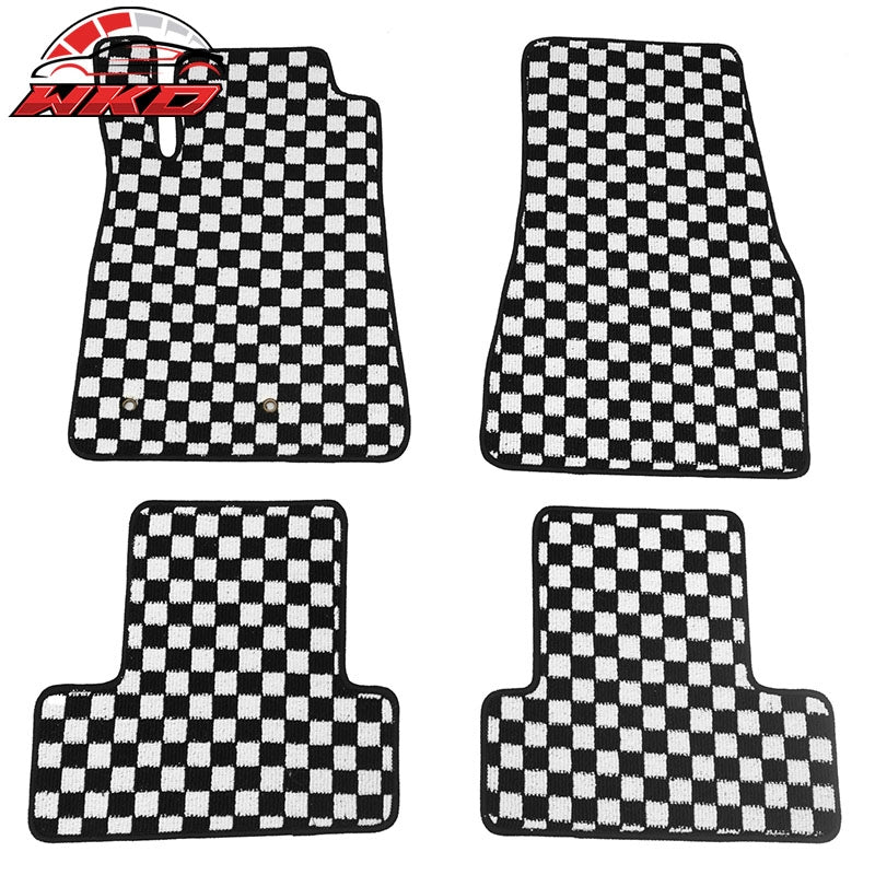 Wholesale 05-09 Ford Mustang Anti-slip Floor Mats Checkered Carpets Black White Plaid