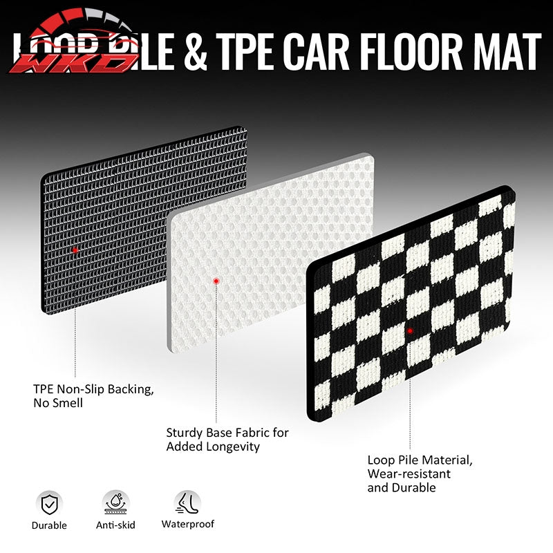 Fits 05-09 Ford Mustang Anti-slip Floor Mats Checkered Carpets Black White Plaid