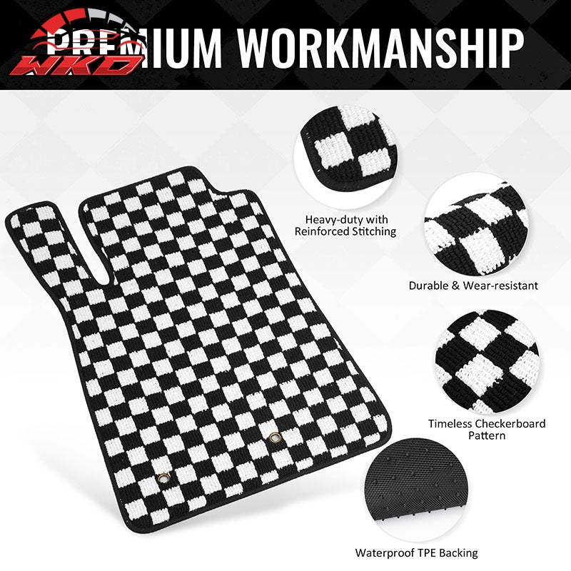 Fits 05-09 Ford Mustang Anti-slip Floor Mats Checkered Carpets Black White Plaid