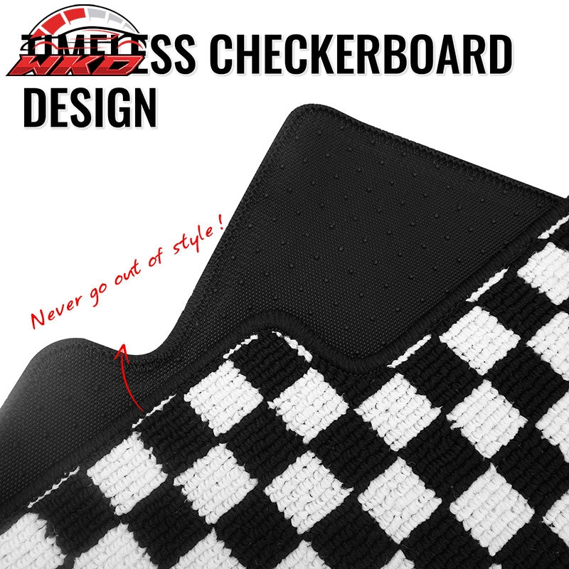 Fits 05-09 Ford Mustang Anti-slip Floor Mats Checkered Carpets Black White Plaid