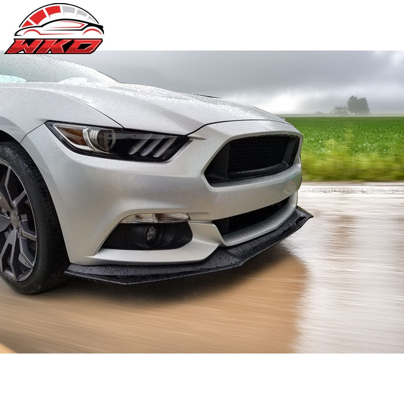 Fits 15-17 Ford Mustang Coupe 2-Door Front Bumper Lip Unpainted Black - PP