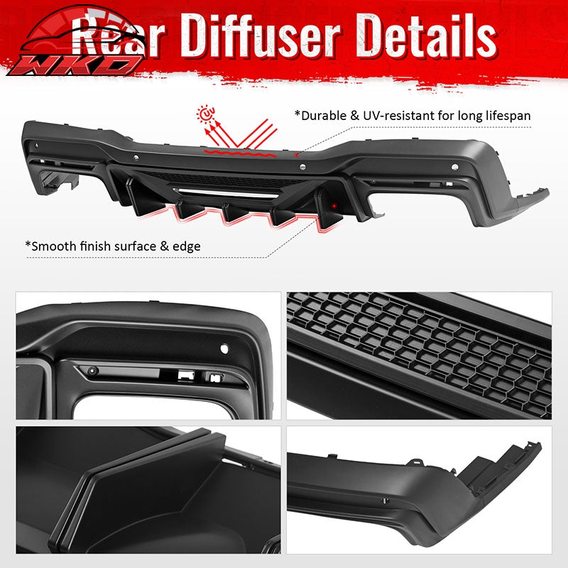 Fits 24-26 Ford Mustang Dark Horse Rear Bumper Diffuser Speed Style Matte Black