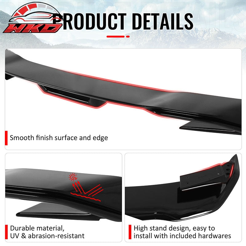 Fits 24-26 Ford Mustang Dark Horse Style Rear Trunk Spoiler Wing Gloss Black ABS