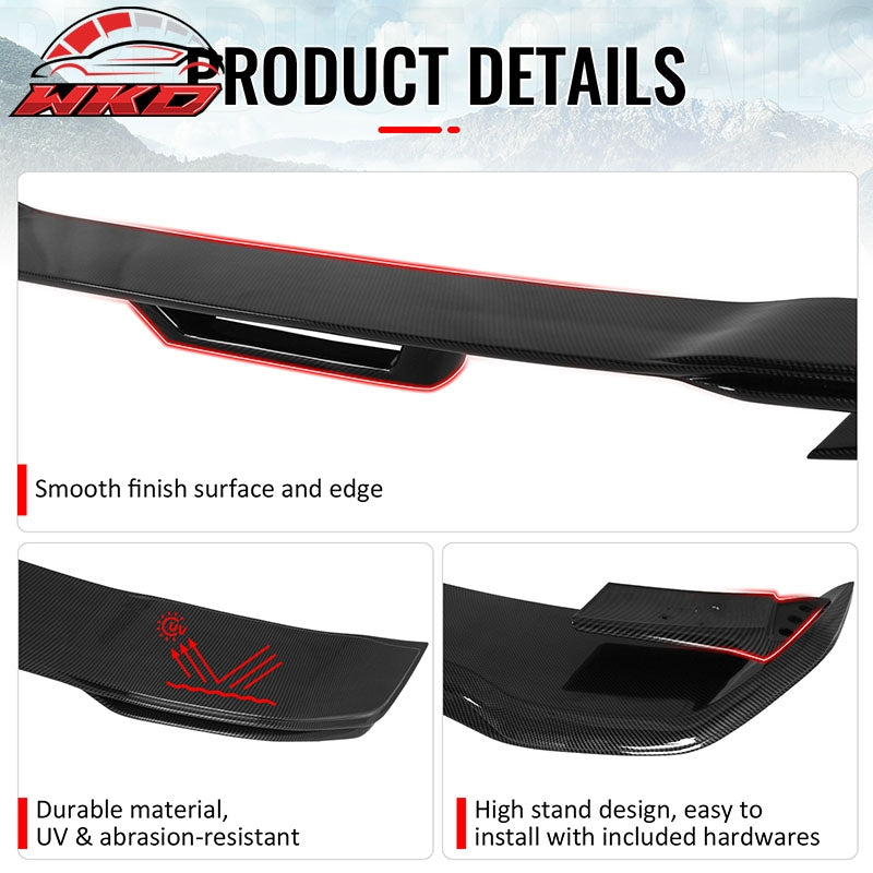 Fits 24-26 Ford Mustang Dark Horse Style Trunk Spoiler Carbon Fiber Print ABS