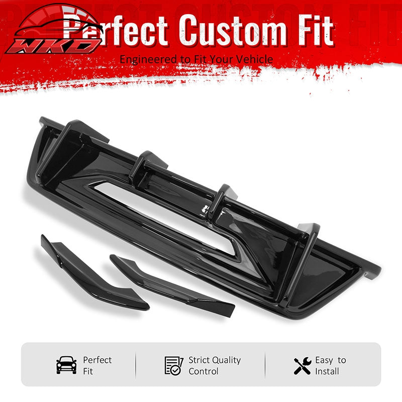Fits 24-26 Ford Mustang Eco& GT IKON Style Rear Diffuser+ Aprons Gloss Black ABS