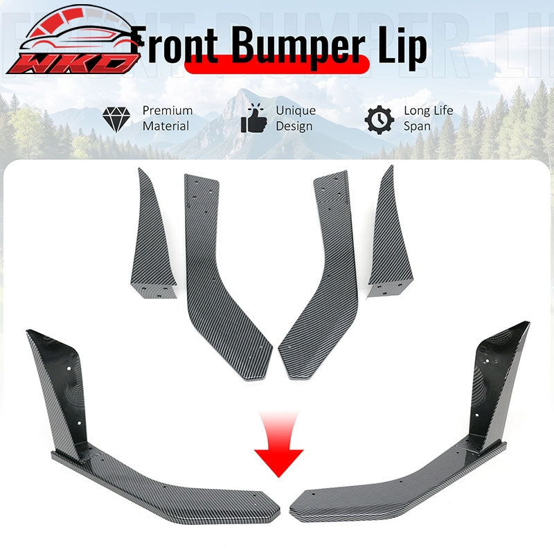 Fits 18-23 Ford Mustang Ecoboost/GT GT500 Front Winglets Carbon Fiber Print 2PCS