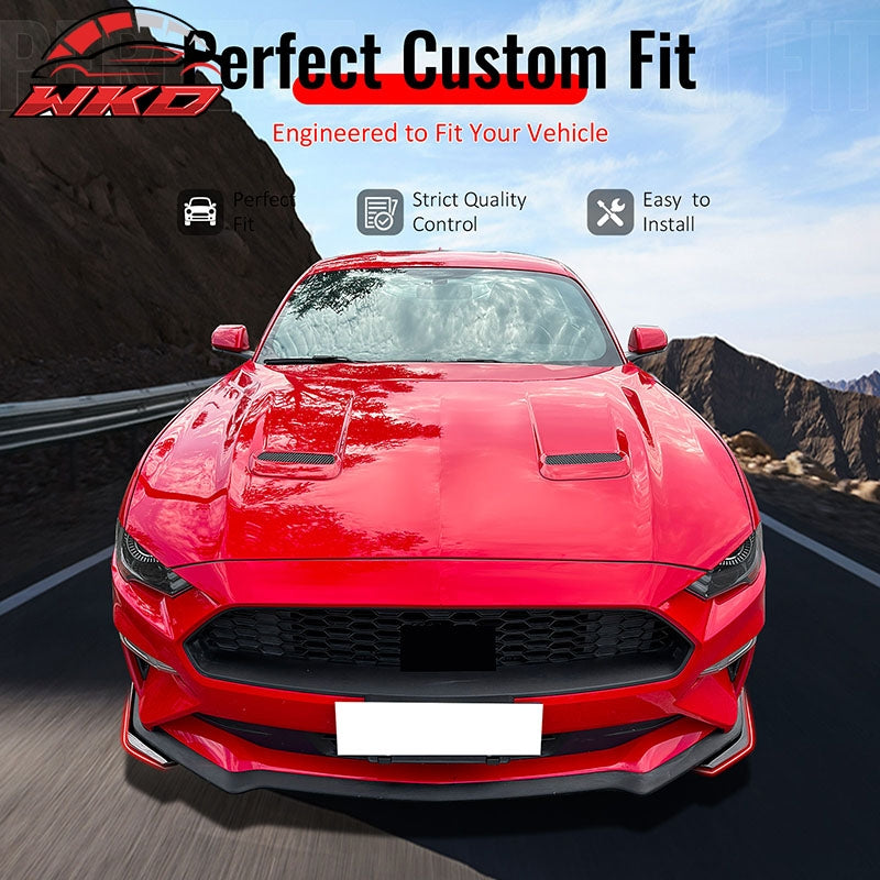Fits 18-23 Ford Mustang Ecoboost/GT GT500 Front Bumper Winglets Gloss Black 2PCS