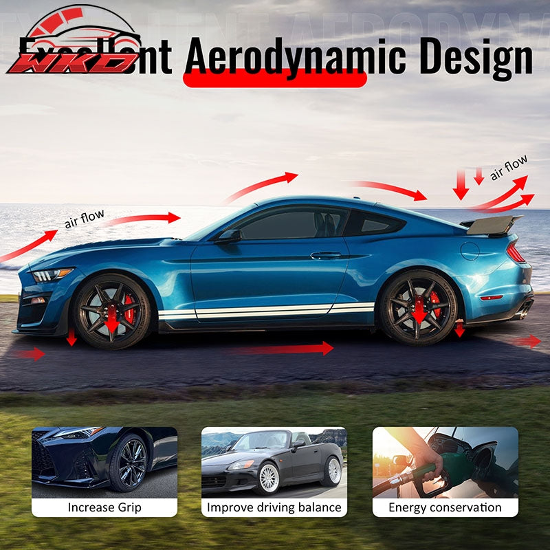 Fits 18-23 Ford Mustang Ecoboost/GT GT500 Front Bumper Winglets Gloss Black 2PCS
