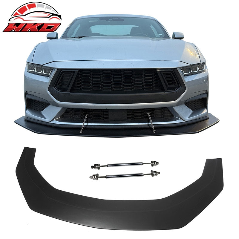 Wholesale 24-26 Ford Mustang Ecoboost&GT IKON Front Bumper Splitter w/ Gunmetal Rods