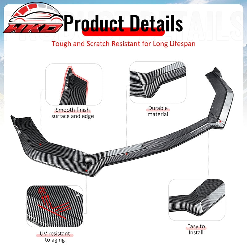 Wholesale 18-23 Ford Mustang Ecoboost/GT IKON Front Bumper Lip Carbon Fiber Print 3PC - Wikond Auto