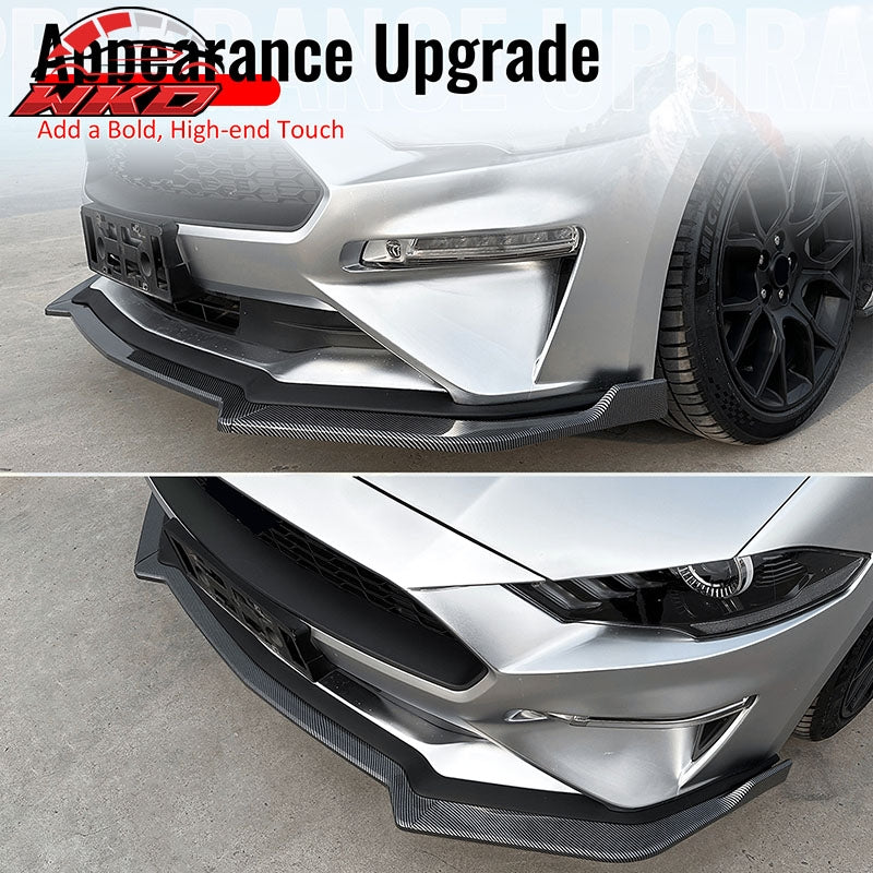 Wholesale 18-23 Ford Mustang Ecoboost/GT IKON Front Bumper Lip Carbon Fiber Print 3PC - Wikond Auto