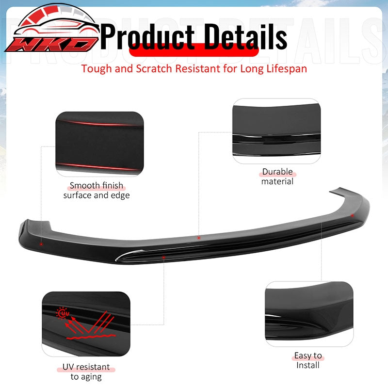 Fits 24-26 Ford Mustang Ecoboost& GT IKON Style Front Bumper Lip Gloss Black ABS