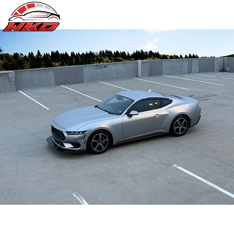 Fits 24-26 Ford Mustang Ecoboost& GT IKON Front Splitter w/ Stainless Steel Rods