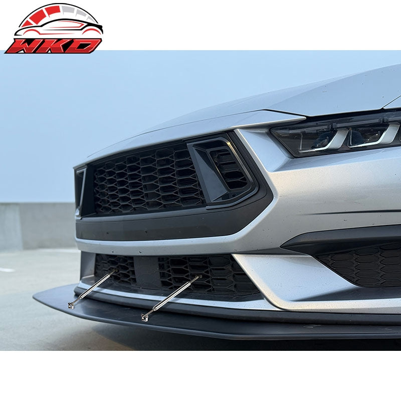 Fits 24-26 Ford Mustang Ecoboost& GT IKON Front Splitter w/ Stainless Steel Rods
