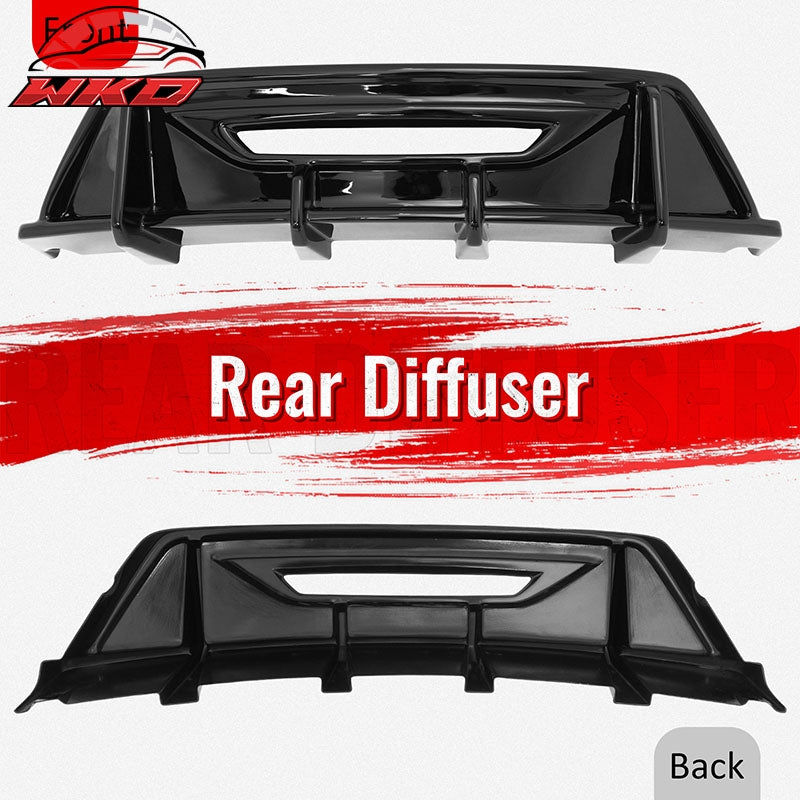 Fits 24-26 Ford Mustang Ecoboost & GT IKON Style Rear Diffuser Gloss Black ABS