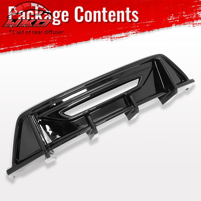 Fits 24-26 Ford Mustang Ecoboost & GT IKON Style Rear Diffuser Gloss Black ABS