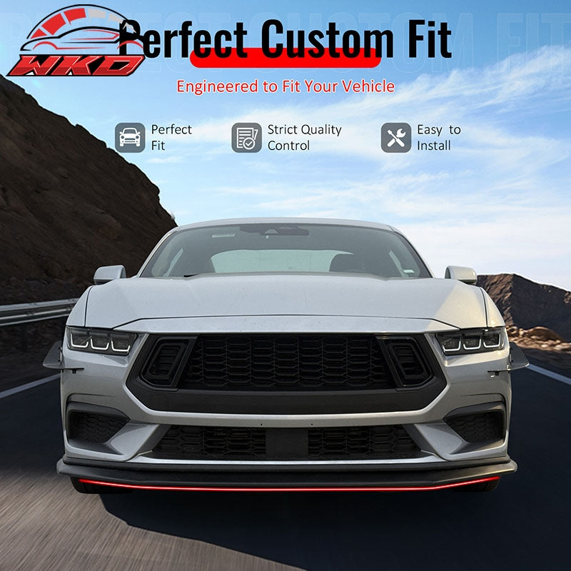 Fits 24-26 Ford Mustang Ecoboost & GT Matte Black Front Lip Dark Horse Style ABS