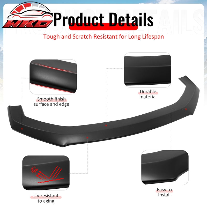 Fits 24-26 Ford Mustang Ecoboost & GT Matte Black Front Lip Dark Horse Style ABS