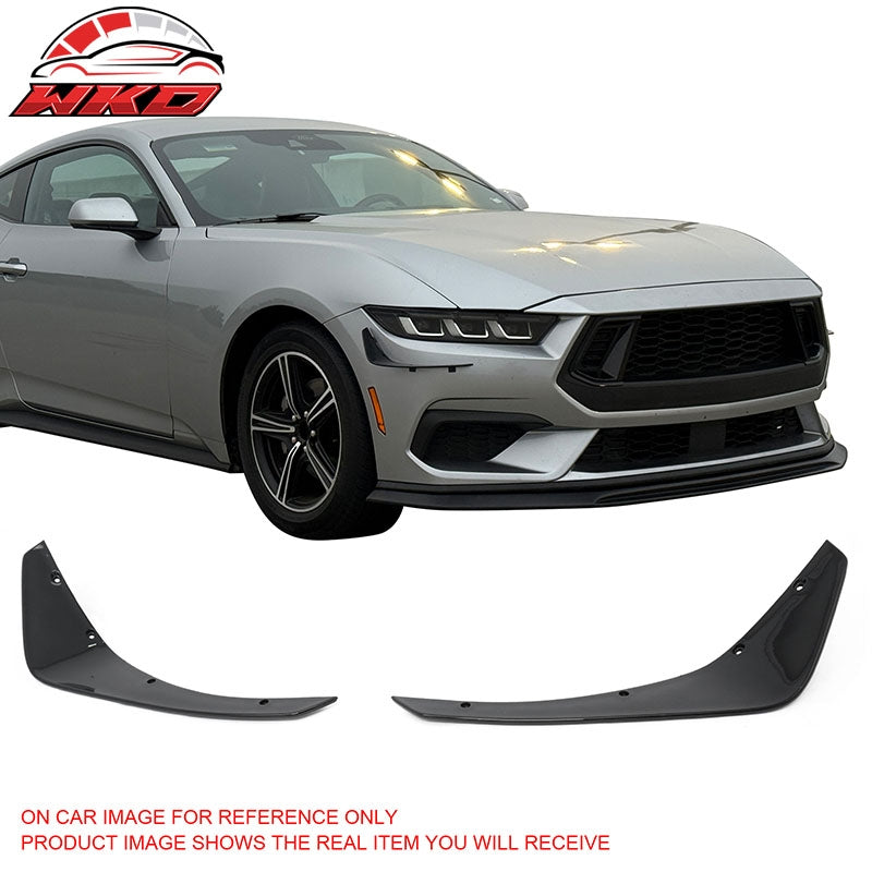 Fits 24-26 Ford Mustang Ecoboost IKON Style Front Bumper Canards Gloss Black PP