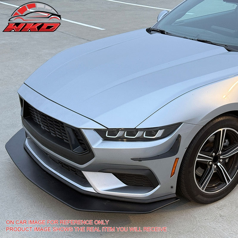 Fits 24-26 Ford Mustang Ecoboost IKON Style Front Bumper Canards Gloss Black PP