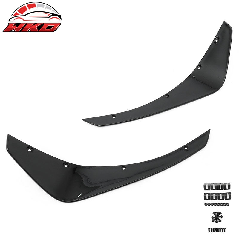 Fits 24-26 Ford Mustang Ecoboost IKON Style Front Bumper Canards Gloss Black PP