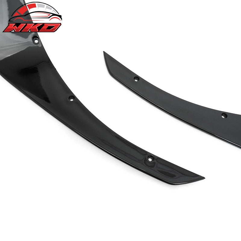 Fits 24-26 Ford Mustang Ecoboost IKON Style Front Bumper Canards Gloss Black PP