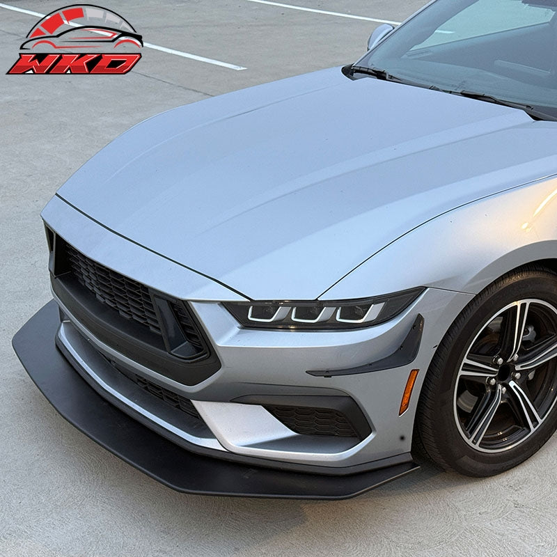 Fits 24-26 Ford Mustang Ecoboost IKON Style Front Bumper Canards Matte Black PP