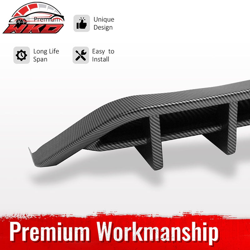 Fits 18-23 Ford Mustang Ecoboost IKON Rear Bumper Diffuser PP Carbon Fiber Print