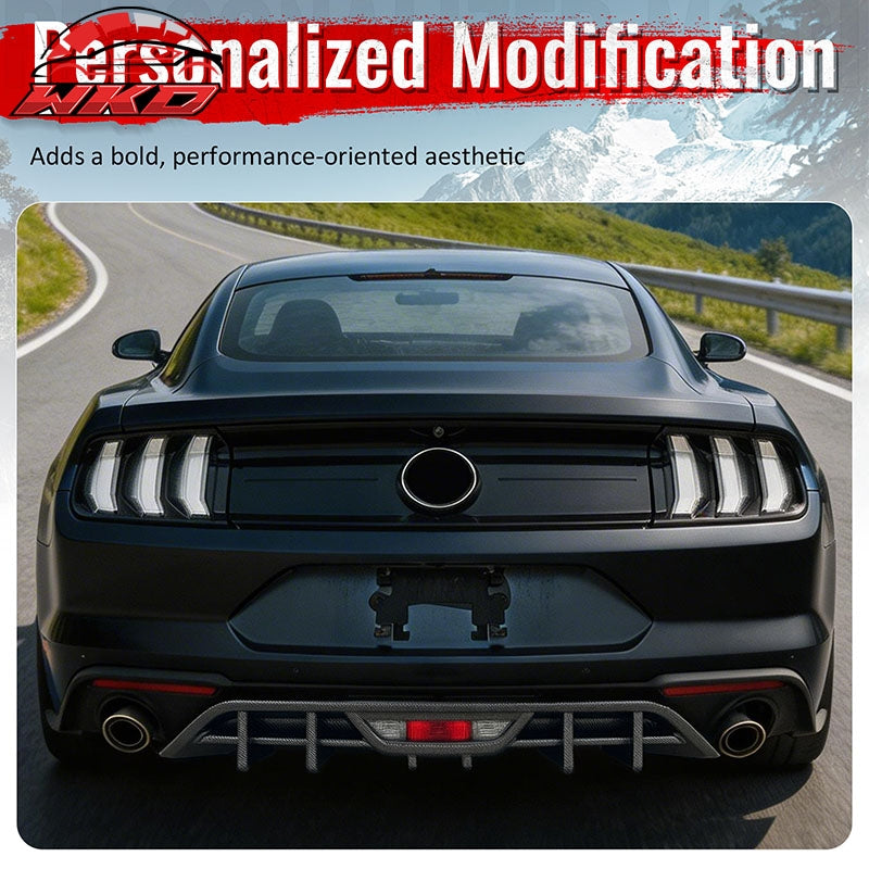 Fits 18-23 Ford Mustang Ecoboost IKON Rear Bumper Diffuser PP Carbon Fiber Print