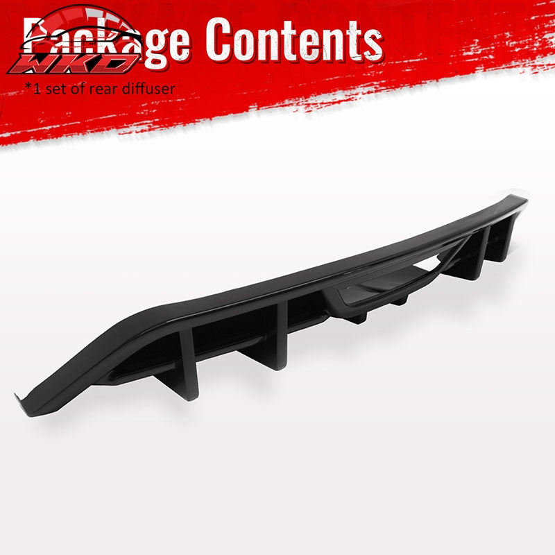 Fits 18-23 Ford Mustang Ecoboost IKON Style Rear Bumper Diffuser PP Gloss Black