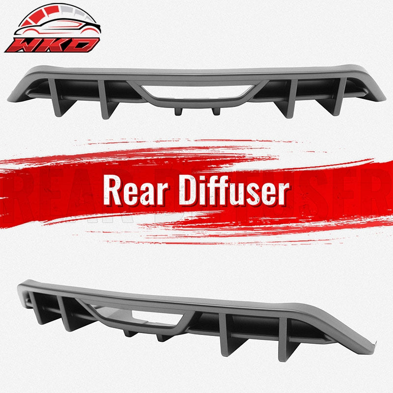 Fits 18-23 Ford Mustang Ecoboost IKON Style Rear Bumper Diffuser PP Matte Black