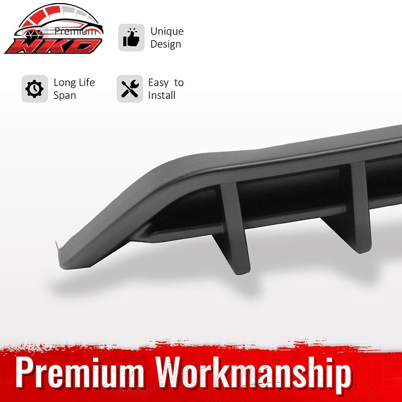 Fits 18-23 Ford Mustang Ecoboost IKON Style Rear Bumper Diffuser PP Matte Black