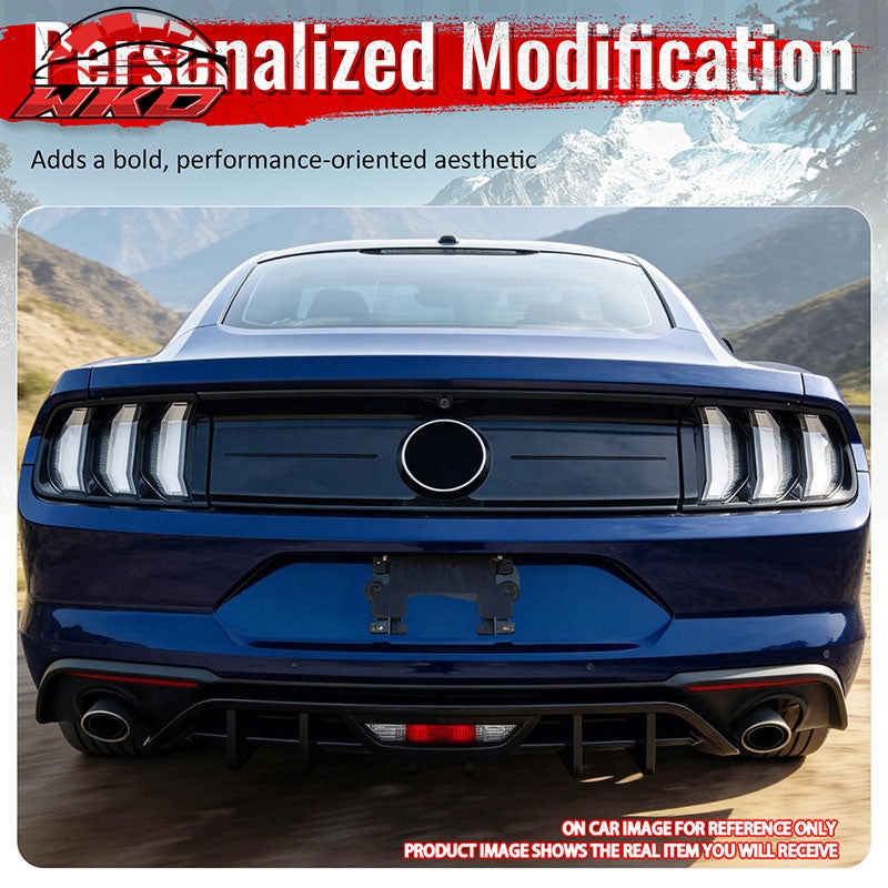 Fits 18-23 Ford Mustang Ecoboost IKON Style Rear Bumper Diffuser PP Matte Black