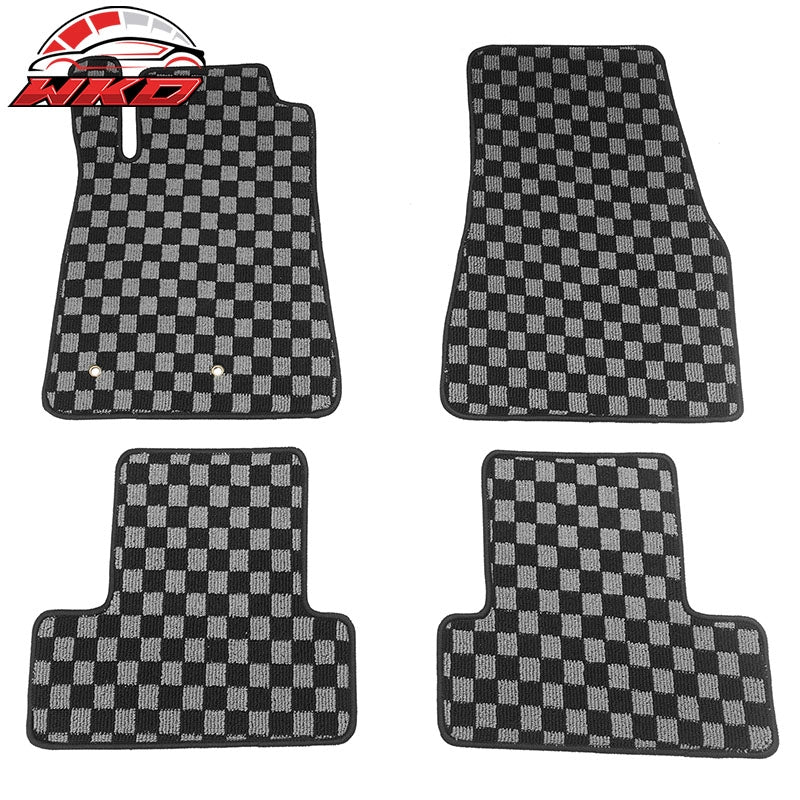 Wholesale 05-09 Ford Mustang Floor Mats Non-Slip Carpets Checkered Black Gray Plaid