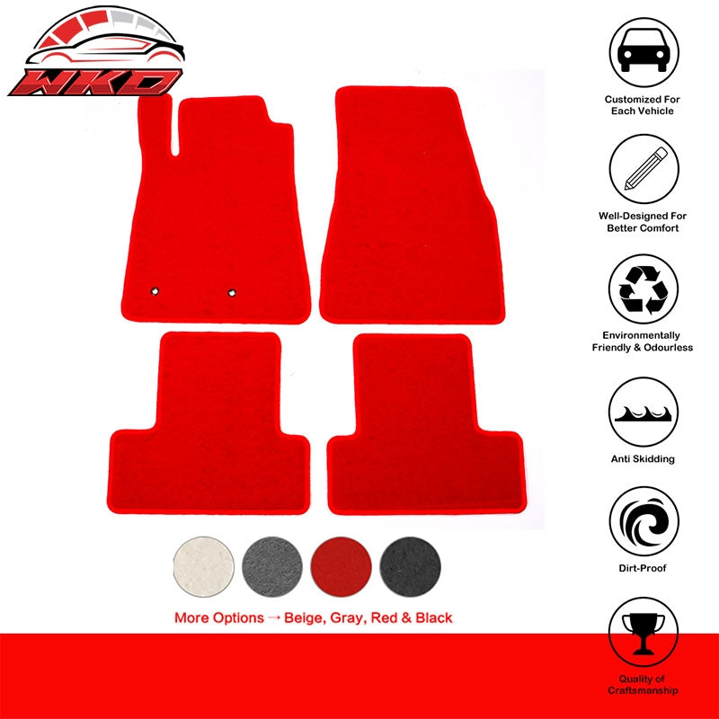 Fits 05-09 Ford Mustang 4PCS Car Floor Mats Carpet Liner Front & Rear Nylon Red