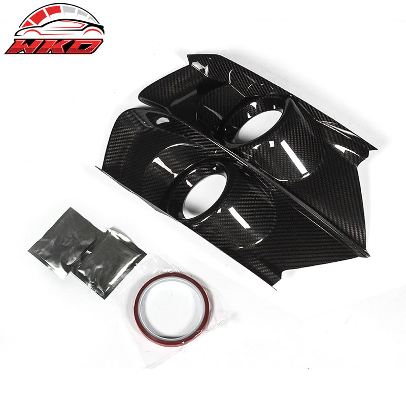 Fits 15-17 Ford Mustang S550 Front Bumper Fog Light Cover - Matte Carbon Fiber
